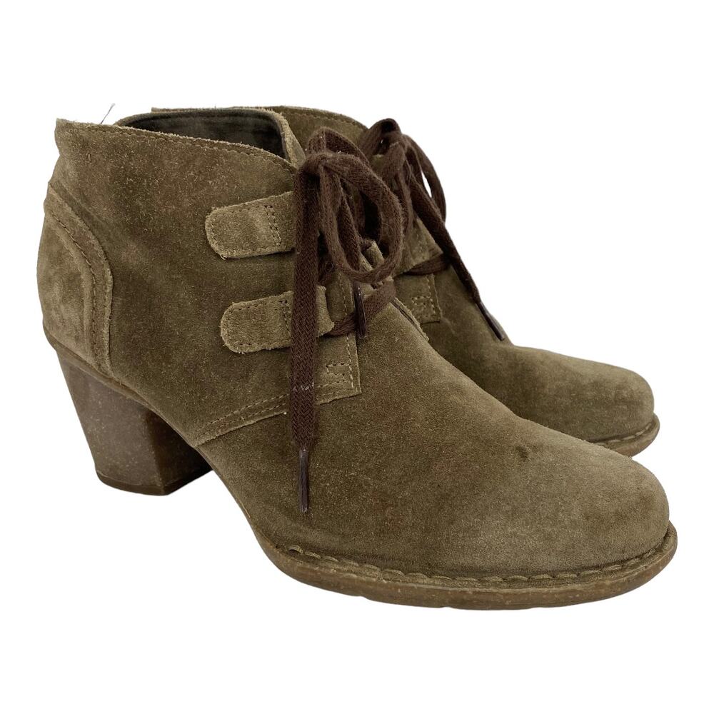 Clarks Artisan Womens 9.5 Carleta Lyon Tan Nubuck Leather Lace Up Booties